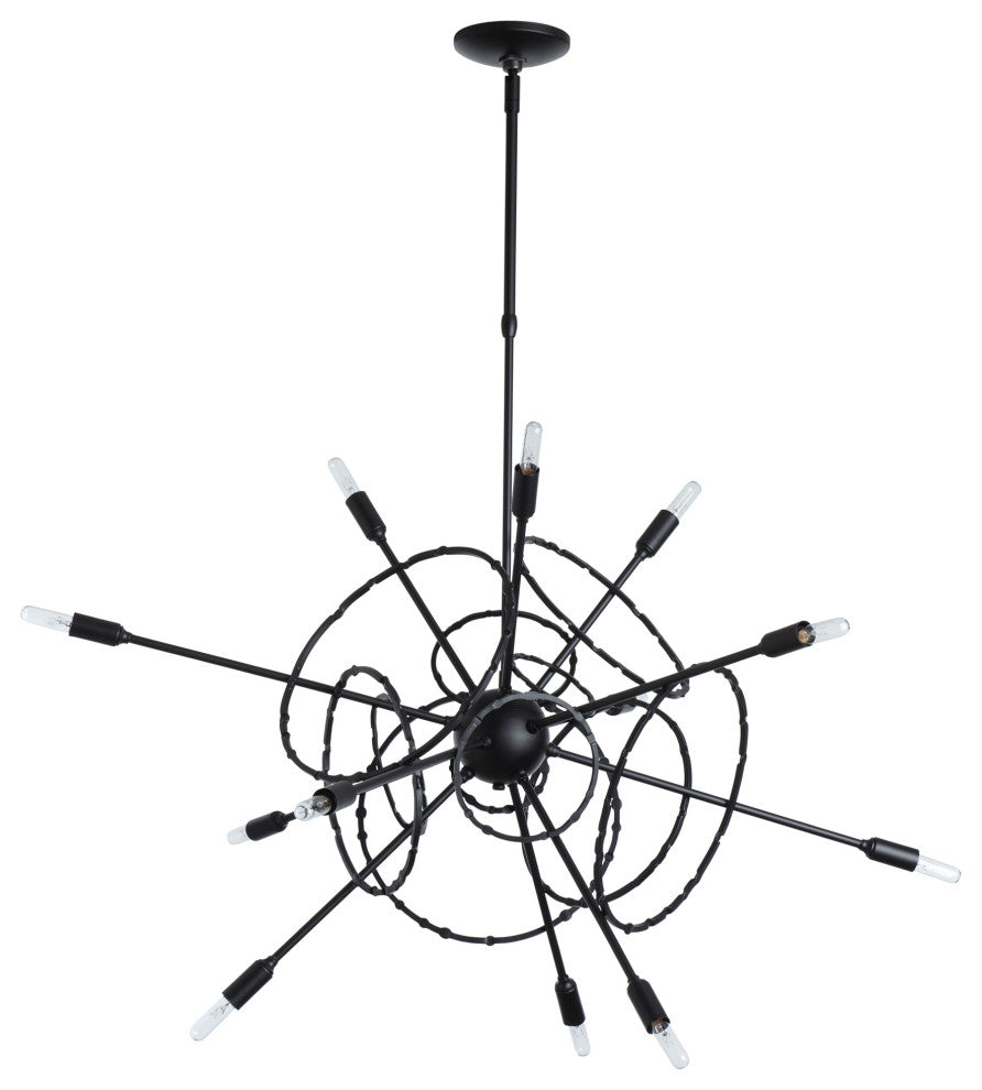 Olympus 12-Light Starburst Pendant, Black Finish, Standard Overall Height