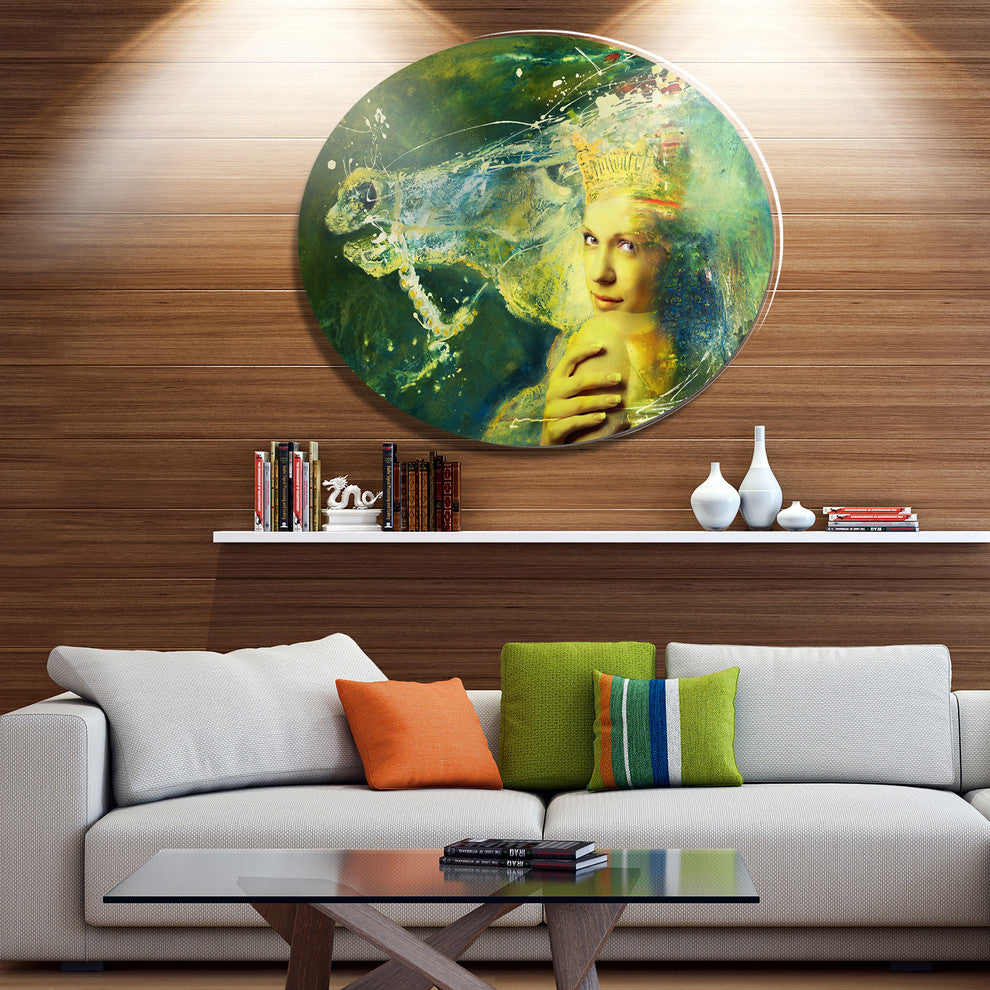 Thoroughbred Horse And Woman, Animal Round Wall Art, 23"