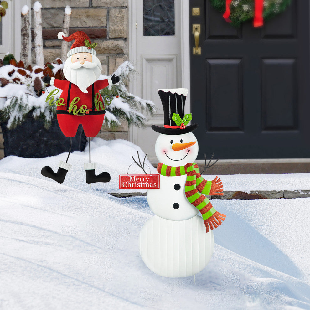 40"H Metal Snowman Yard Stake