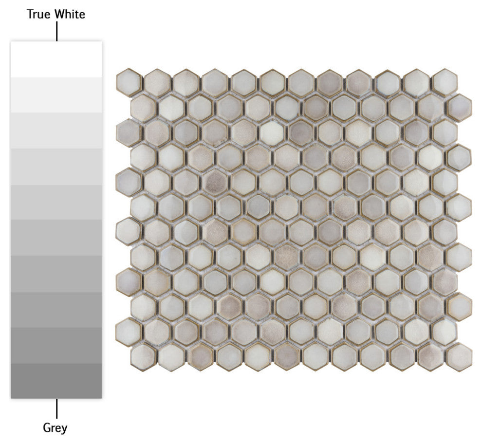 Hudson 1" Hex Dove Grey Porcelain Floor and Wall Tile