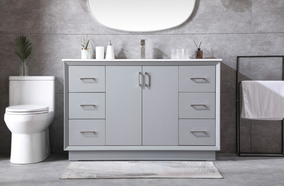 54" SIngle Bathroom Vanity, Grey