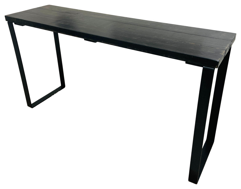 Barn Walls Bedroom Console Table Accent Table, Handcrafted, Black Weathered, 58" Length