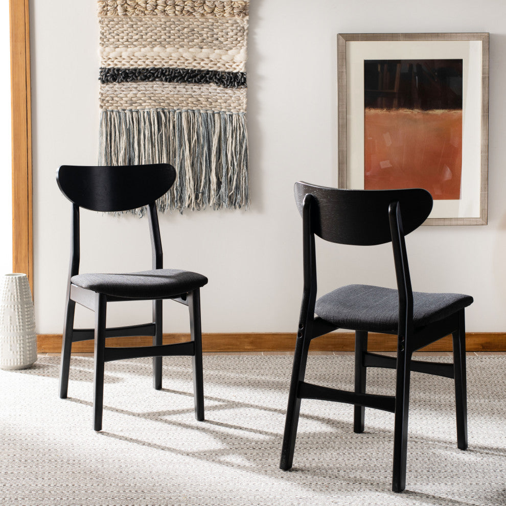 Safavieh Lucca Retro Dining Chair, Set of 2, Black/Black