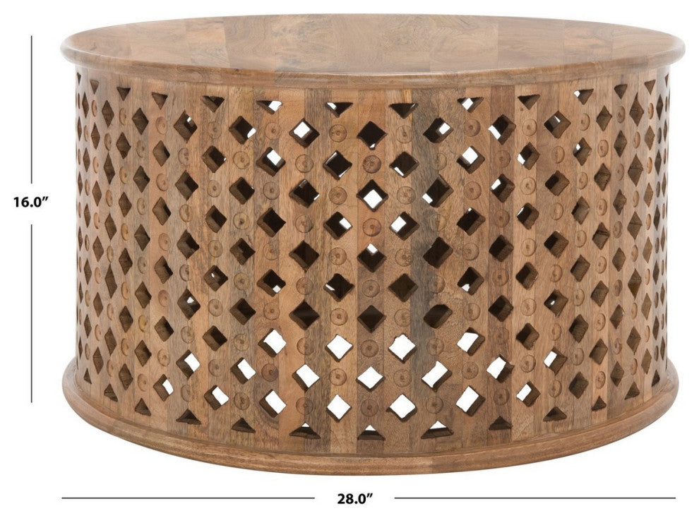 Safavieh Kyrith Round Coffee Table, Burnt Natural