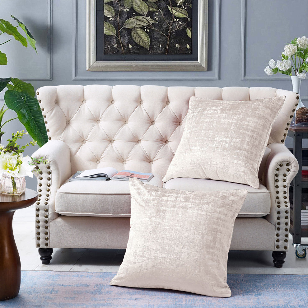 Velvet 2 Piece Euro Pillow Cover Set, Gardenia, 2 Piece, 26"x26"