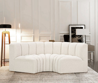 Arc Boucle Fabric Upholstered 3-Pc. Inward Curved Modular Sectional, Cream