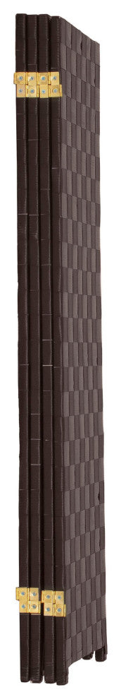 4 ft. Short Woven Fiber Outdoor All Weather Room Divider 4 Panel Dark Brown