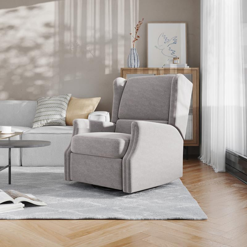 Omma Swivel Wingback Recliner Glider Rocker Recliner, Light Gray