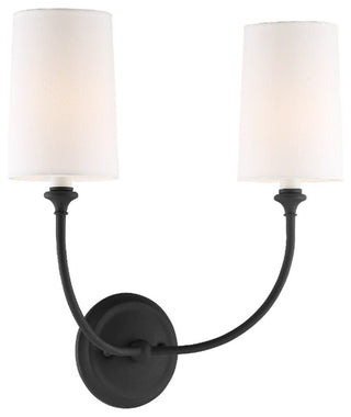 Libby Langdon For Crystorama Sylvan 2 Light Black Forged Sconce
