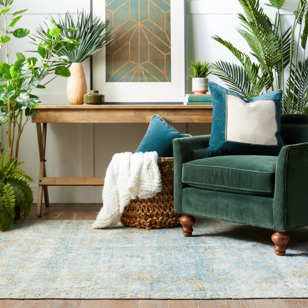 Jaipur Living Stag Oriental Teal/Gold Area Rug, 2'6"x8'