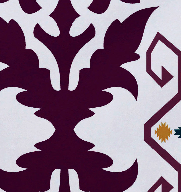 18"x14" Bombay Medallion, Geometric Print Placemat, Purple, Set of 4