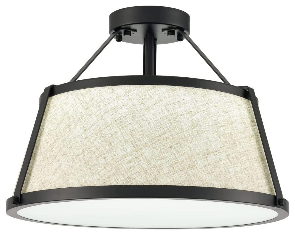 Black Drum Flush Mount Ceiling Light Fixture Fabric Ceiling Lamp