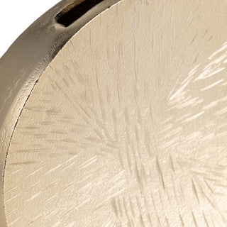 Metal, 8" Etched Oval Vase, Champagne