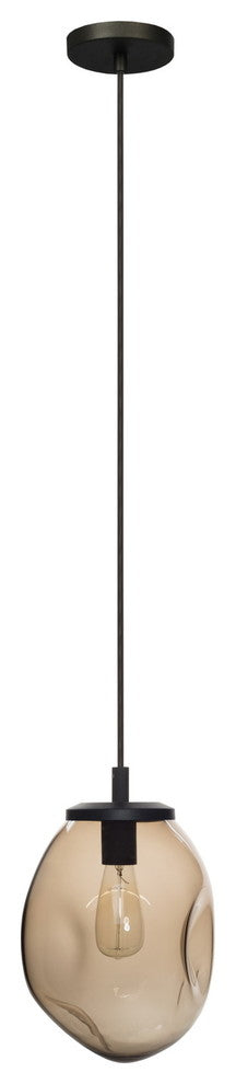 Pendant Light Handblown Glass Contemporary Hanging Light, Brown,12"
