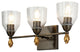 Felice 3 Light Vanity Light, Dark Bronze Finial 1 Gold