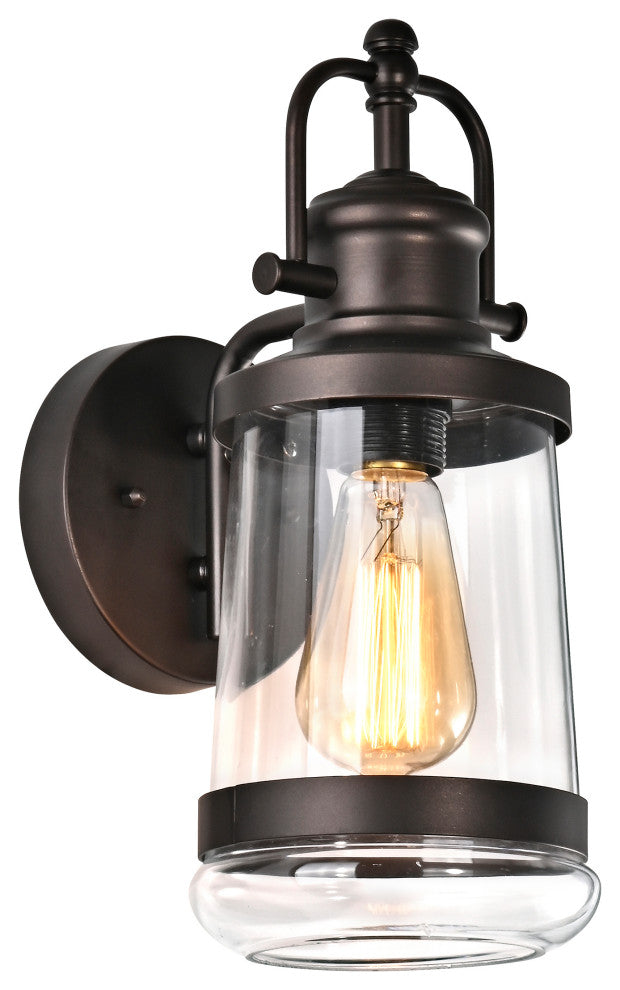 CHLOE Lighting Derrick Transitional 1Light Rubbed Bronze Outdoor Wall Sconce 14"