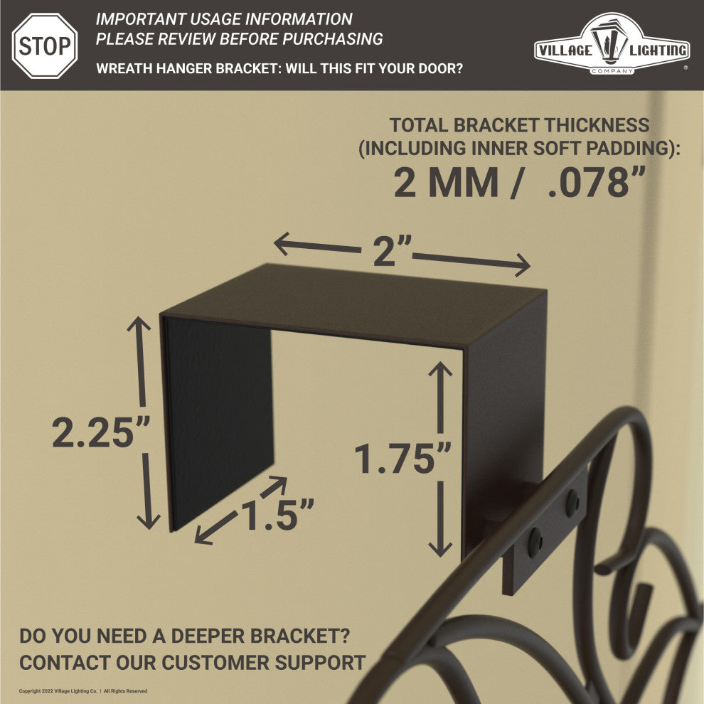 Adjustable Wreath Hanger for Door Elegant, Black, Gold