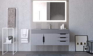 CastelloUSA Amazon 48" Wall Mounted Vanity Set, Gray, Gray Top, Black Handles