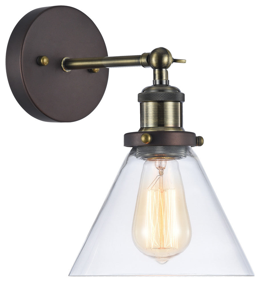 IRONCLAD, Industrial-style 1 Light Rubbed Bronze Wall Sconce, 7" Wide