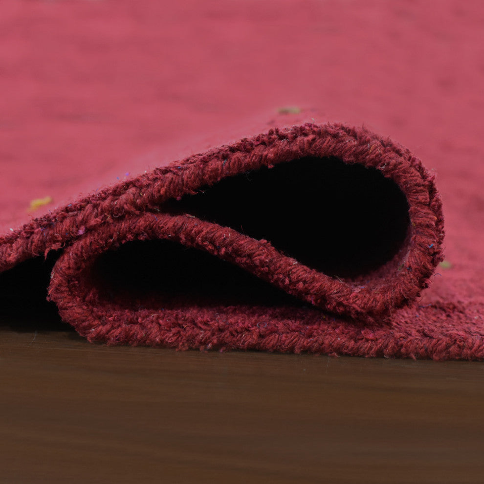 Hand Knotted Loom Silk Mix Area Rug Contemporary Red