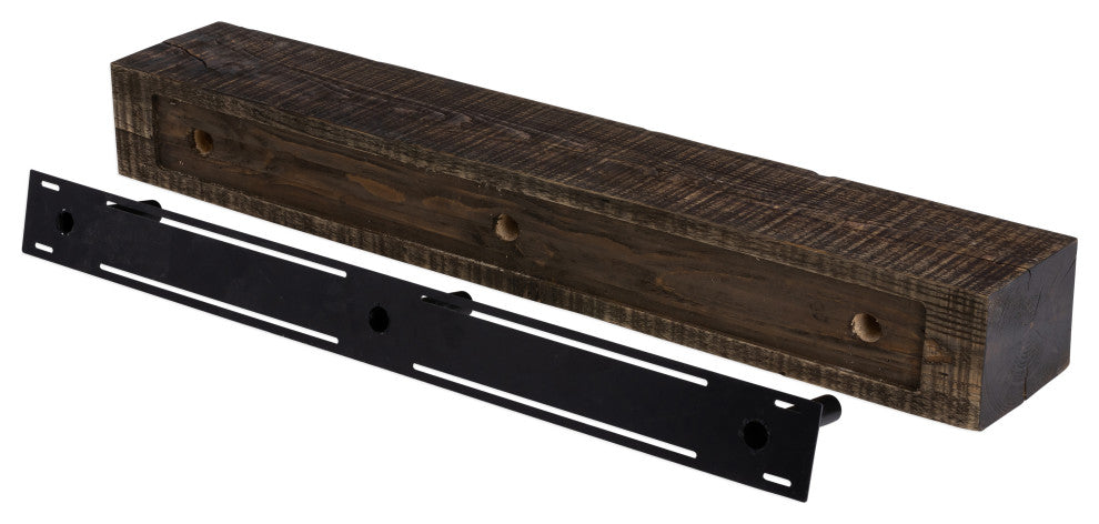 Solid Beam Fireplace Mantel Shelf, Dark Chocolate, 60"