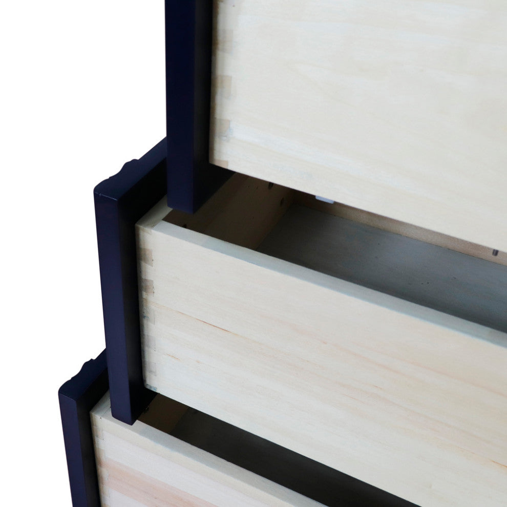 37" Single Vanity, Blue Finish With White Carrara