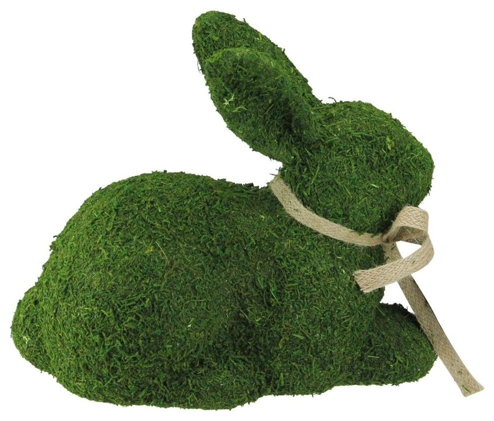 11" Green Moss Sitting Bunny Rabbit Spring Easter Figure