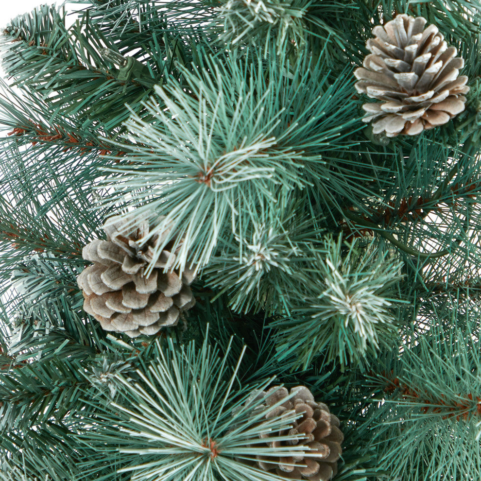 50" Frosted Tip British Columbia Mountain Pine Faux Xmas Tree W/Lights, Pinecone