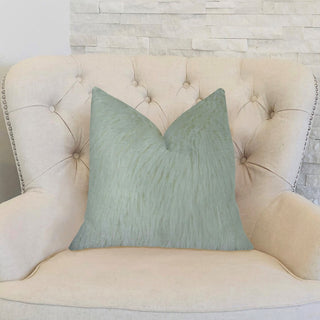 Fuzzy Mongolian Fur White Handmade Luxury Pillow, 20"x20"
