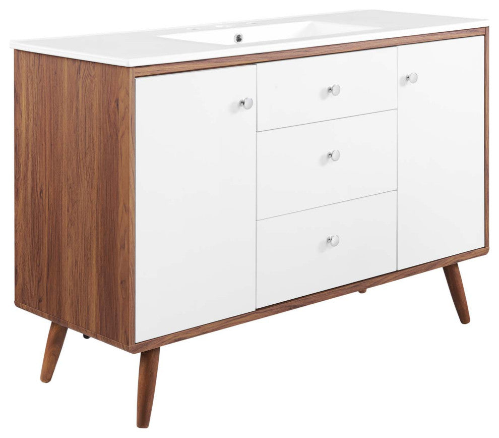 Transmit 48" Single Sink Bathroom Vanity Walnut White