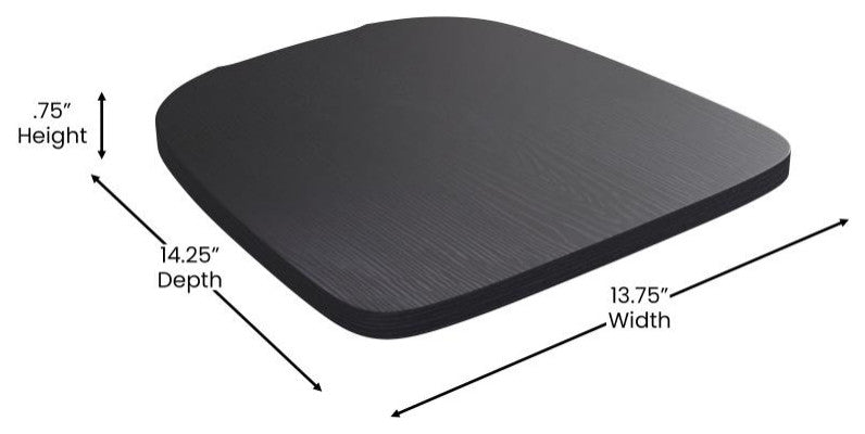 Perry Poly Resin Wood Square Seat w/Rounded Edges for Metal Barstools-Set of 4,