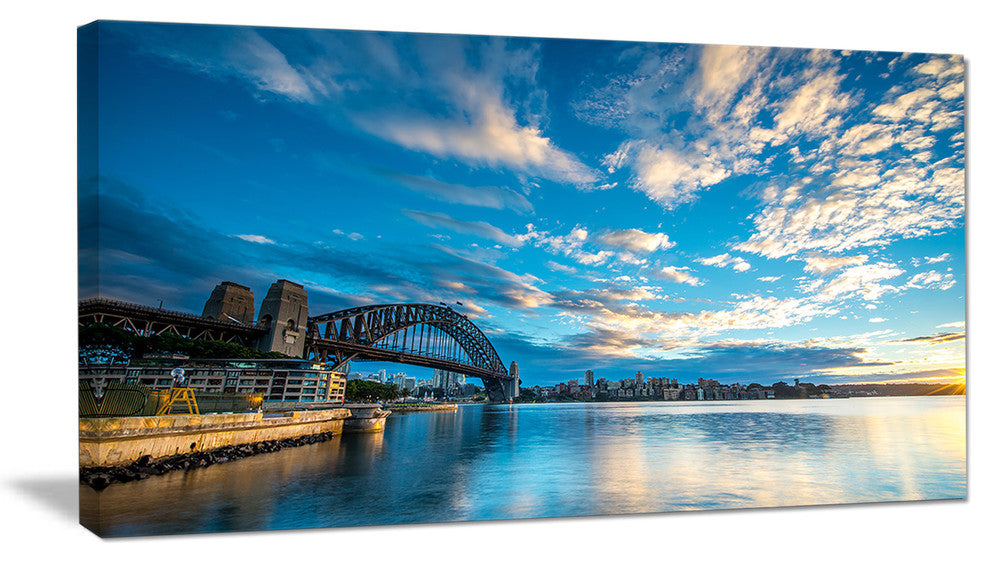 "Sunrise From Sydney Harbor Bridge" Seashore Canvas Print, 40"x20"