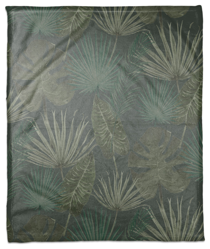 Tropical Palm Gray 50x60 Coral Fleece Blanket