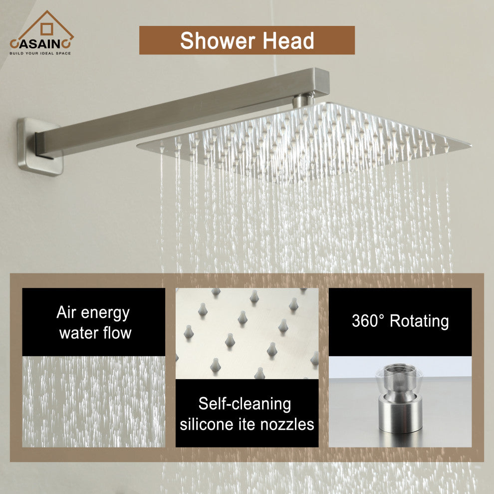 Wall-Mounted 10in Shower System with Handheld, Brushed Nickel