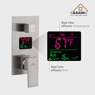 CASAINC 10" Wall Mounted Luxury Shower System Set with Digital Temp Display, Brushed Nickel
