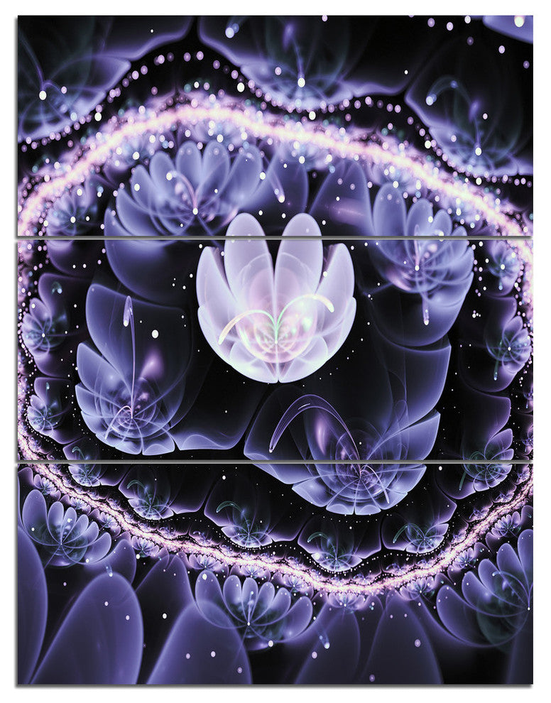 "Shiny Fractal Flower With Bokeh Effect" Metal Wall Art, 3 Panels, 28"x36"