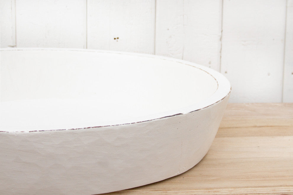 Grand Antique White Dough Bowl