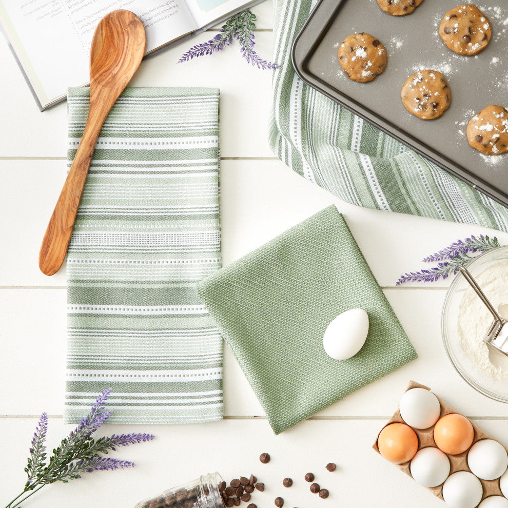 Artichoke Green Urban Stripe Dishtowel (Set of 3)