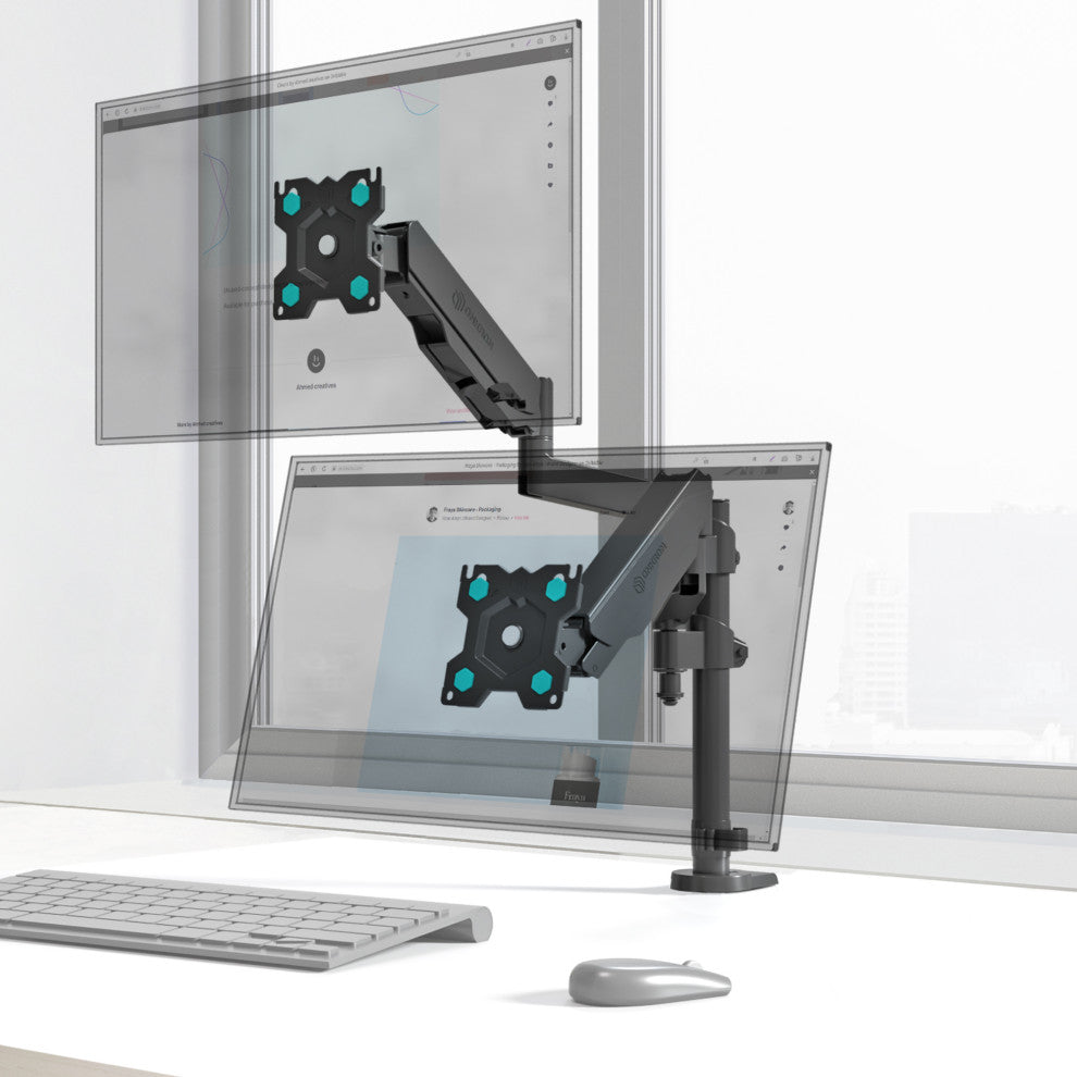 ONKRON Dual Monitor Mount for 13 - 32 Inch Screens up to 17.6 lbs - G140 Black