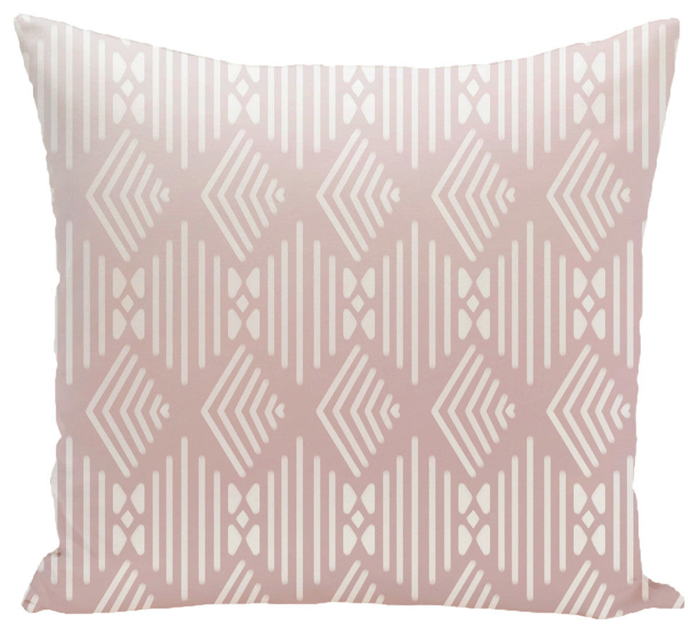 Fishbones Geometric Print Pillow, Blush, 18"x18"