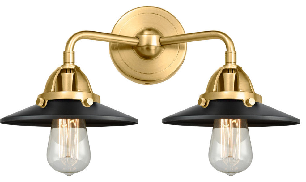 Innovations 288-2W-SG-M6-BK-LED Railroad 2 Light Bath Vanity Light, Satin Gold