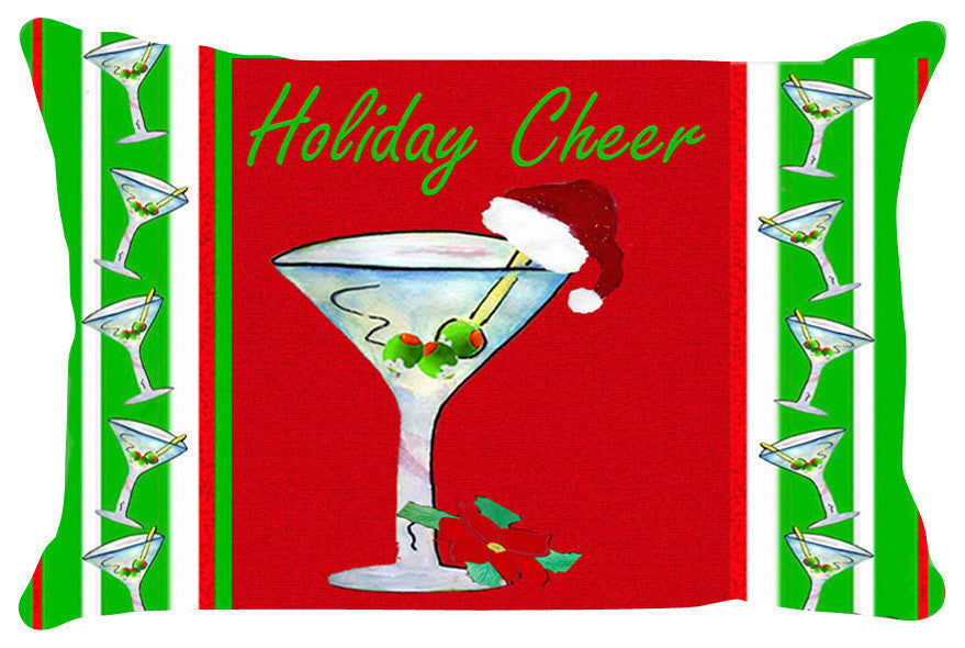 Holiday Pillow Sham, 40"x20", Santa Martini