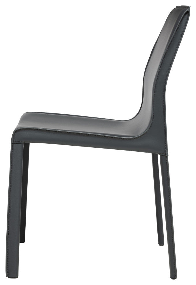 Elite Living Stan, Set of 2, Modern Leather Dining Chair, Smoke