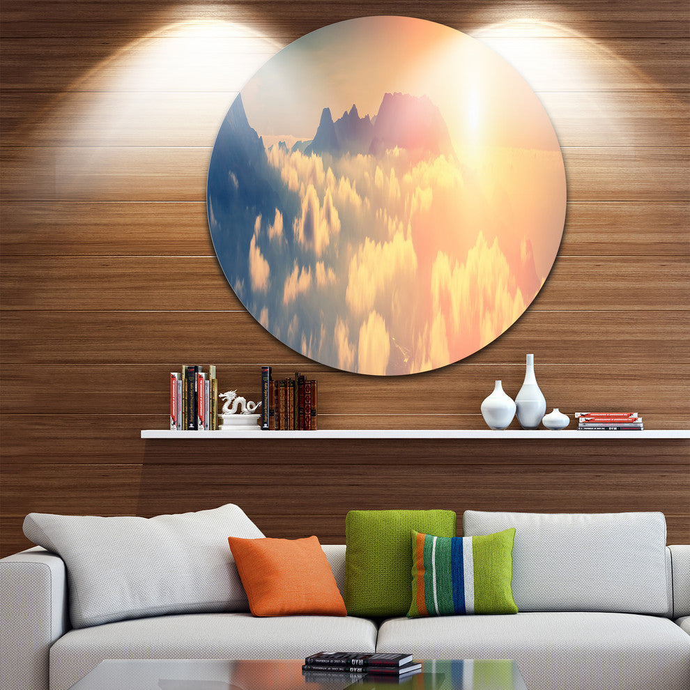Sky Above Floating Clouds, Landscape Disc Metal Wall Art, 36"