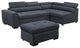 Haris Dark Gray Fabric Sleeper Sofa Sectional Couch with Storage Ottoman