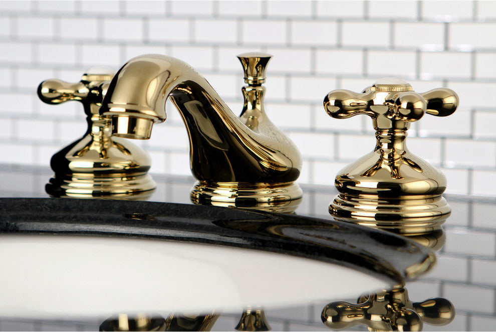 Kingston Brass Widespread Bathroom Faucet With Brass Pop-Up, Polished Brass