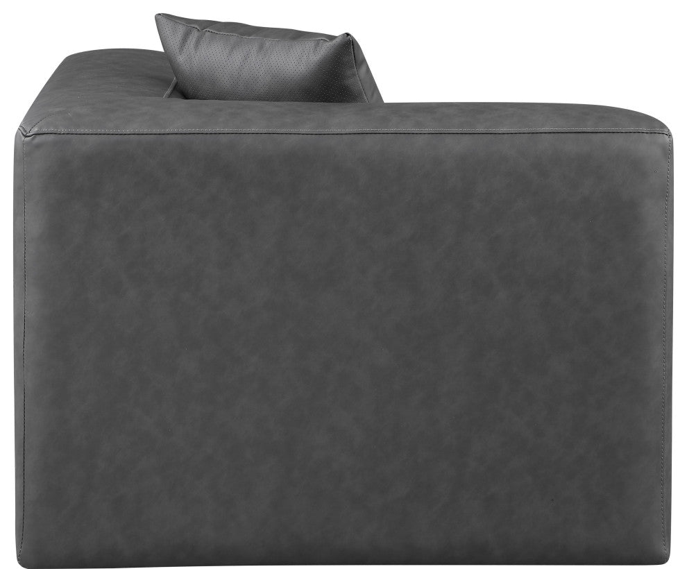 Cube Upholstered Modular Component, Grey, Vegan Leather, Corner Chair