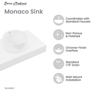 Monaco 36" Floating Bathroom Shelf With Vessel Sink, Glossy White