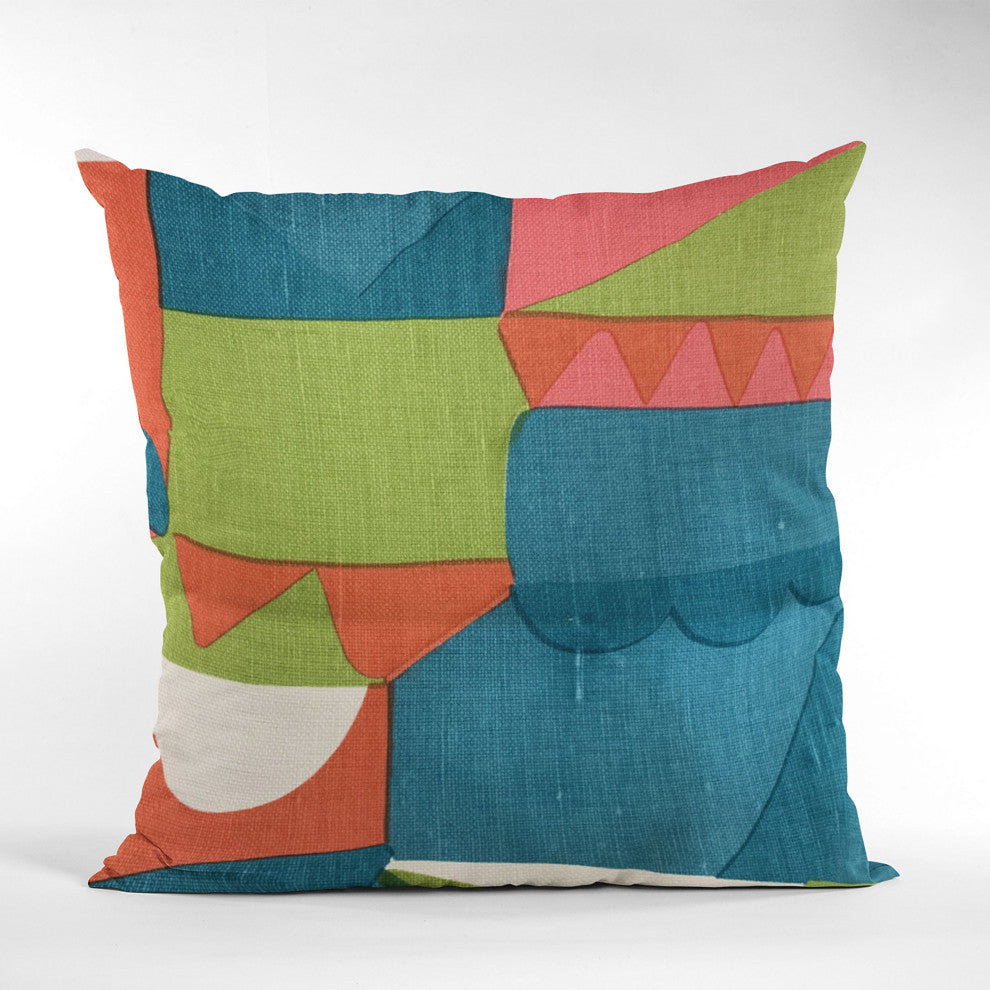 Plutus Blue Dino Graphic Print Luxury Throw Pillow, 20"x30"