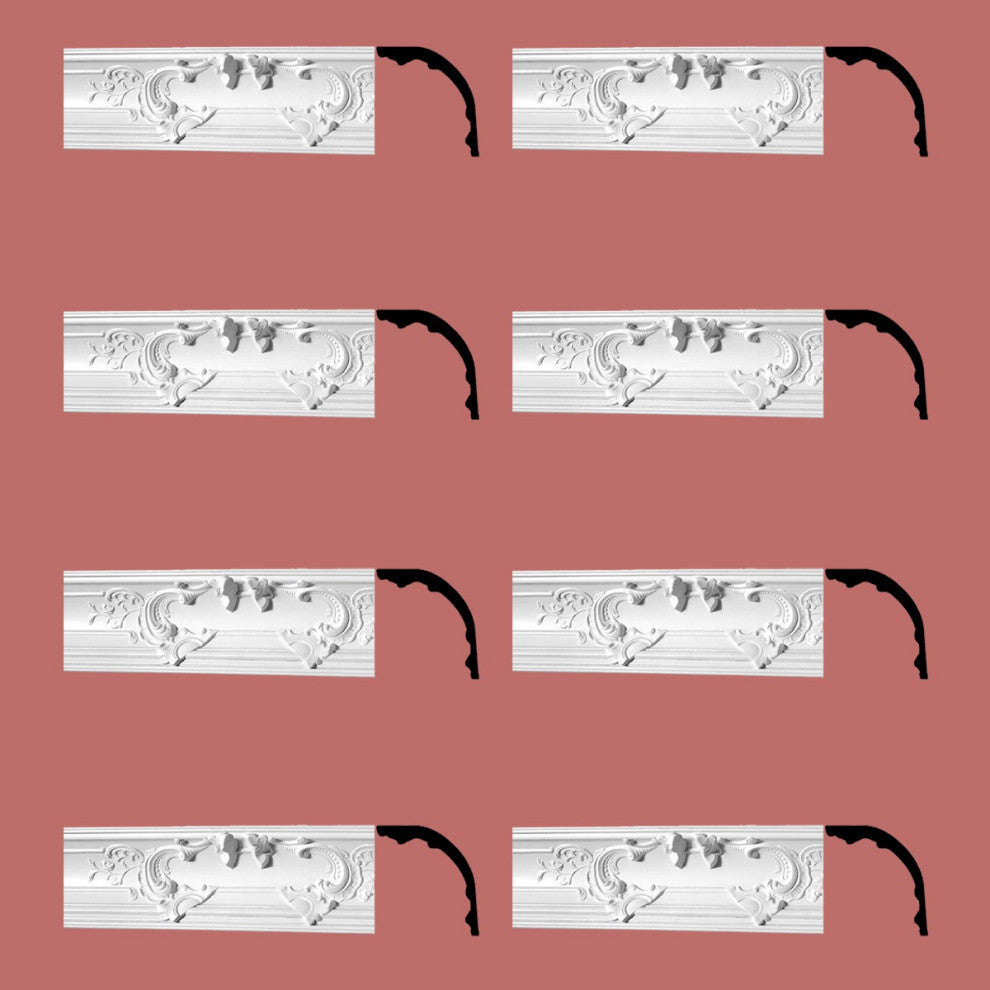 Cornice White Urethane Flora Magnificence Ornate  8 Pieces Totaling 627" Length